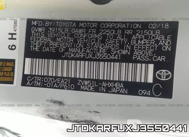 JTDKARFUXJ3550441 фото 10