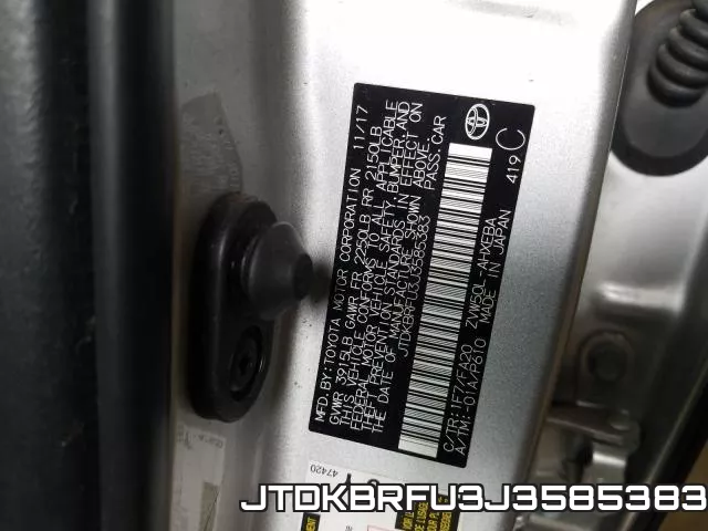JTDKBRFU3J3585383 фото 2