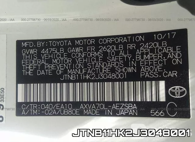 JTNB11HK2J3048001 фото 10