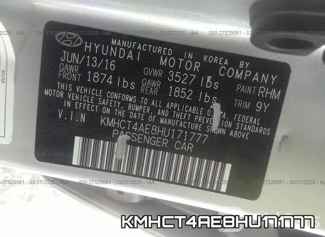 KMHCT4AE8HU171777 фото 10