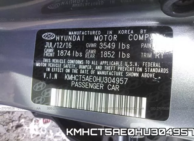 KMHCT5AE0HU304957 фото 10