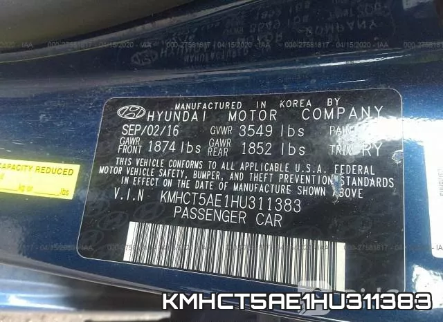 KMHCT5AE1HU311383 фото 10