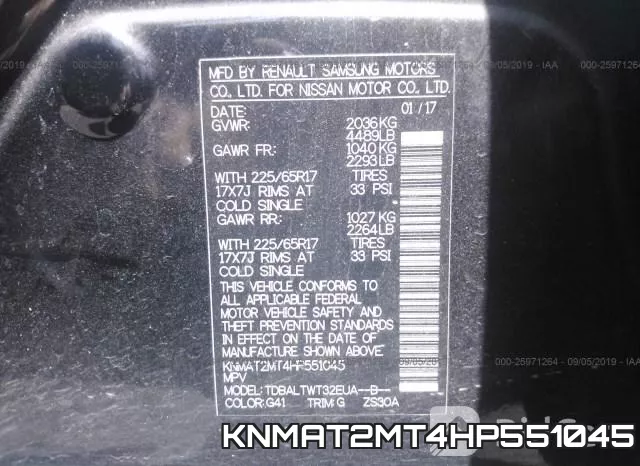 KNMAT2MT4HP551045 фото 10