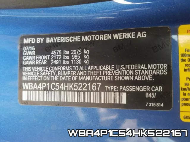 WBA4P1C54HK522167 фото 2