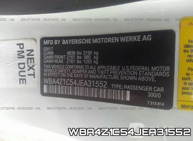 WBA4Z1C54JEA31552 фото 10