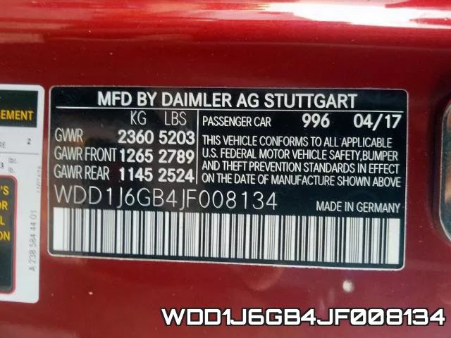 WDD1J6GB4JF008134 фото 2