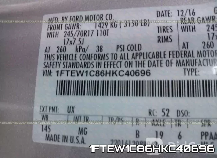 1FTEW1C86HKC40696 фото 10