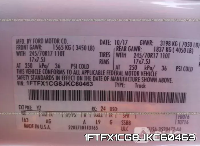 1FTFX1CG8JKC60463 фото 10