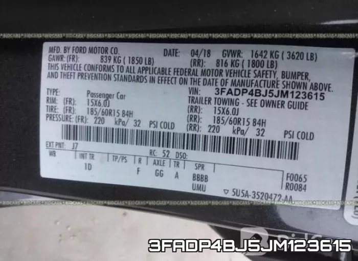 3FADP4BJ5JM123615 фото 10