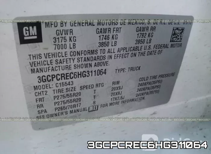 3GCPCREC6HG311064 фото 10