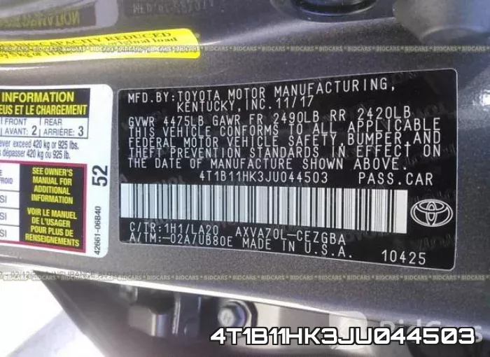 4T1B11HK3JU044503 фото 9
