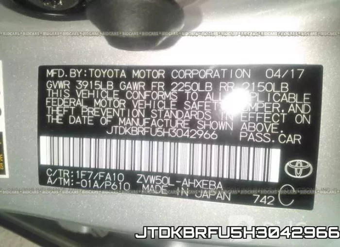 JTDKBRFU5H3042966 фото 10