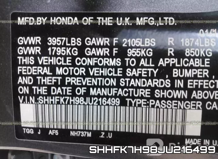 SHHFK7H98JU216499 фото 10