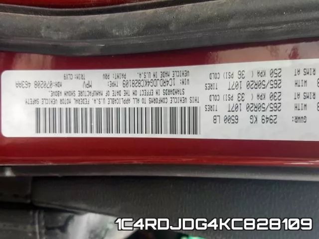 1C4RDJDG4KC828109 фото 2