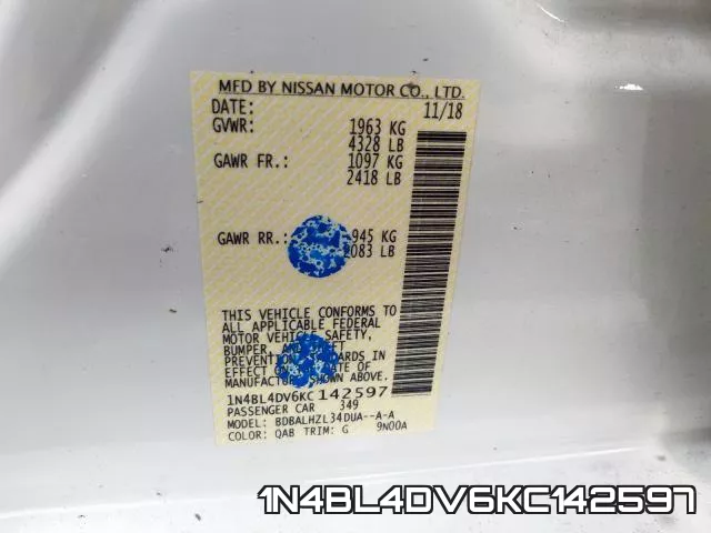 1N4BL4DV6KC142597 фото 2