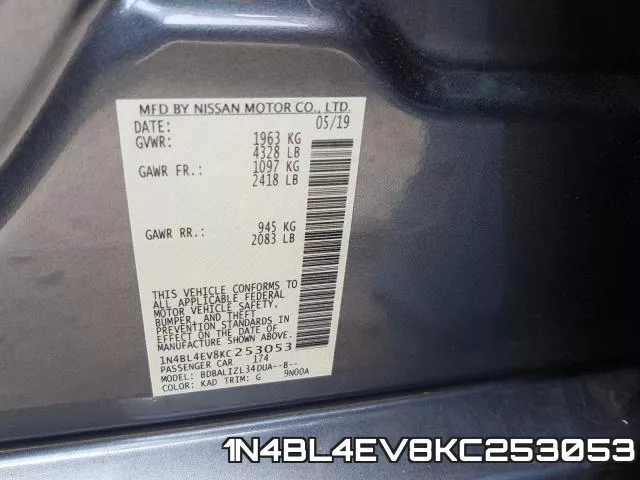 1N4BL4EV8KC253053 фото 2