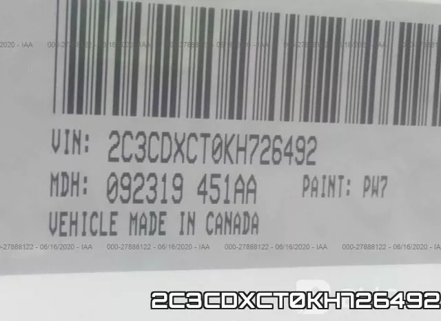 2C3CDXCT0KH726492 фото 9
