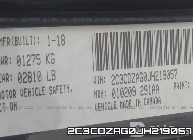2C3CDZAG0JH219057 фото 10