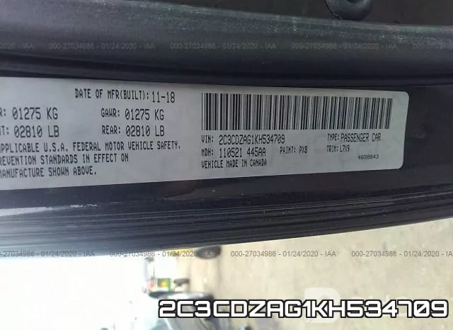 2C3CDZAG1KH534709 фото 10