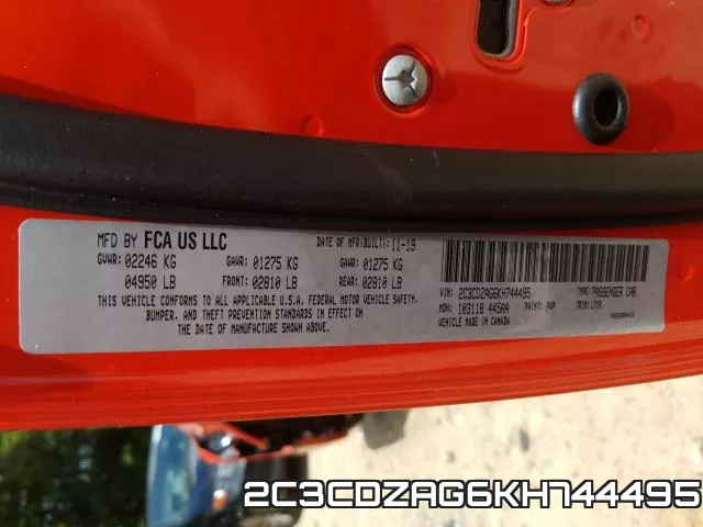 2C3CDZAG6KH744495 фото 2