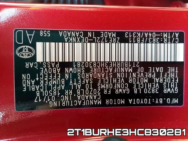 2T1BURHE3HC830281 фото 2