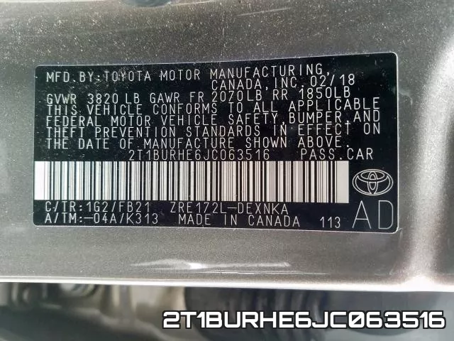 2T1BURHE6JC063516 фото 2