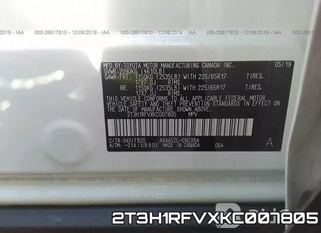 2T3H1RFVXKC007805 фото 10