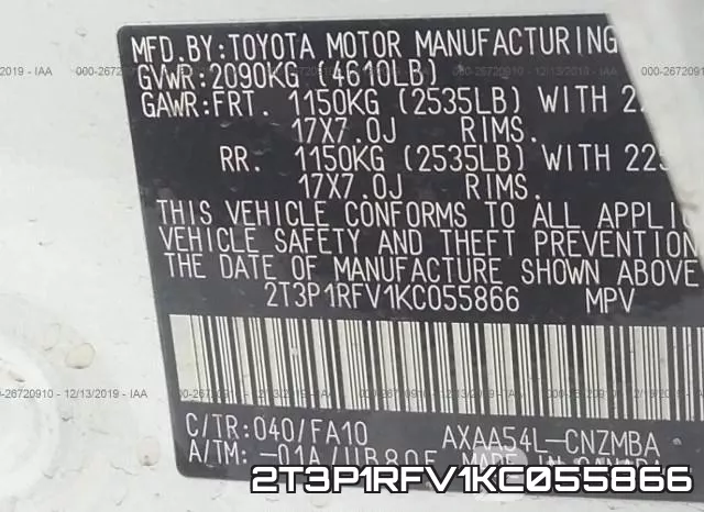 2T3P1RFV1KC055866 фото 10