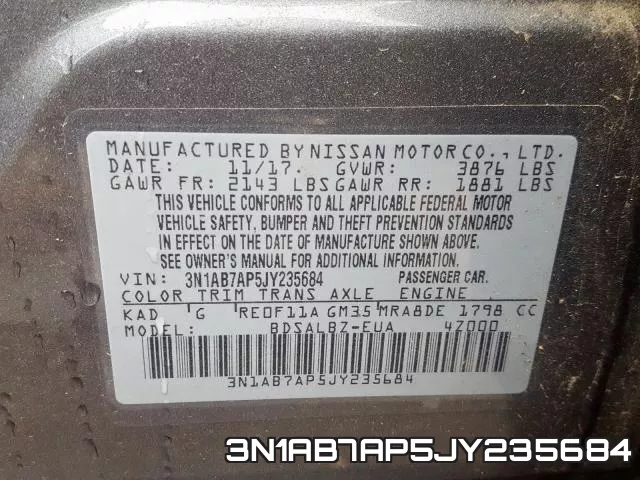 3N1AB7AP5JY235684 фото 2