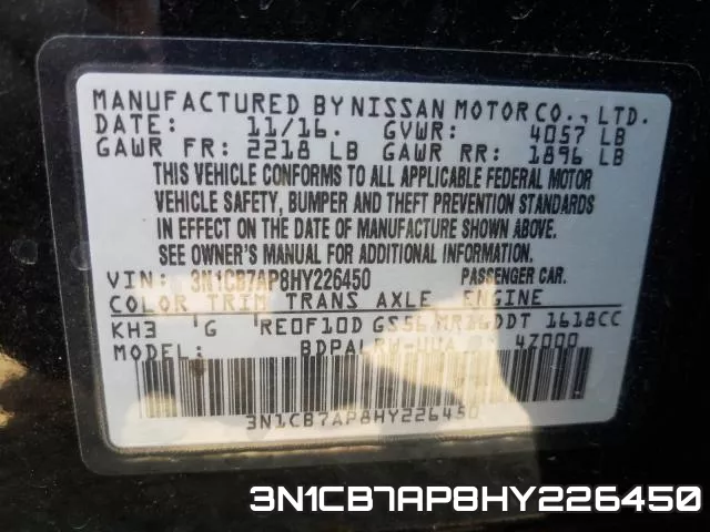 3N1CB7AP8HY226450 фото 2