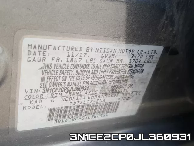 3N1CE2CP0JL360931 фото 2