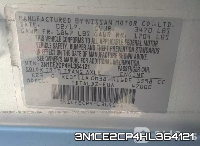 3N1CE2CP4HL364121 фото 10