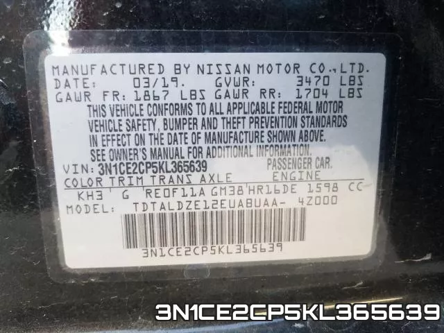 3N1CE2CP5KL365639 фото 2