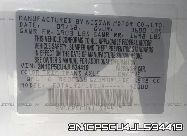 3N1CP5CU4JL534419 фото 9