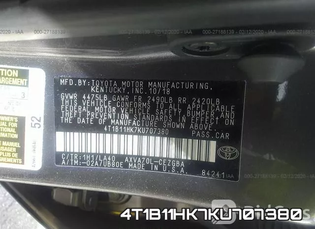4T1B11HK7KU707380 фото 10