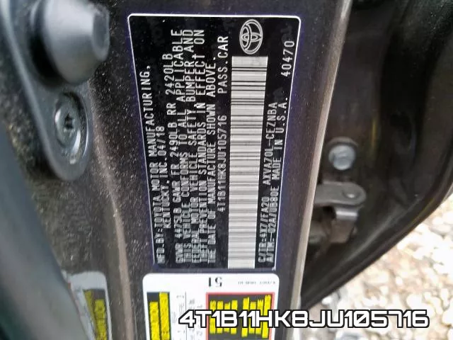 4T1B11HK8JU105716 фото 2