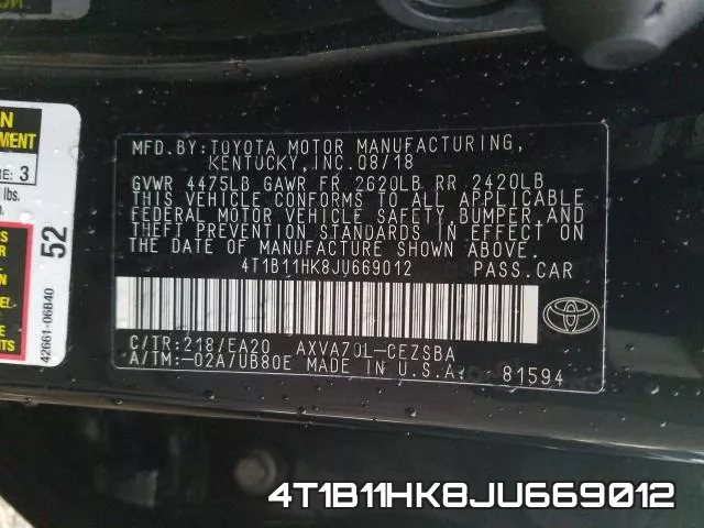 4T1B11HK8JU669012 фото 2