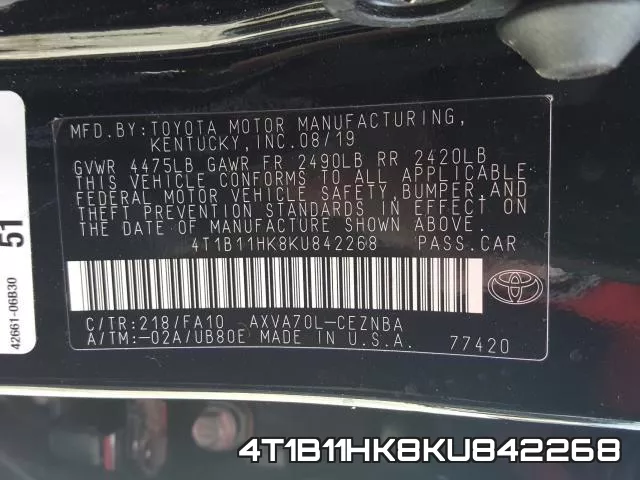 4T1B11HK8KU842268 фото 2