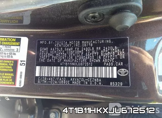 4T1B11HKXJU672512 фото 10