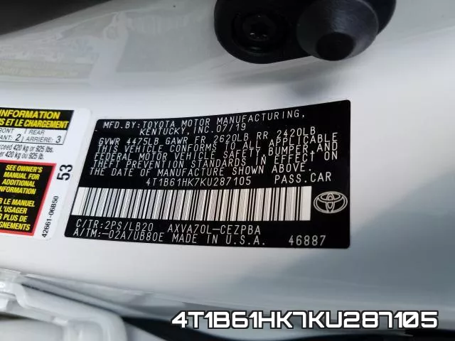 4T1B61HK7KU287105 фото 2