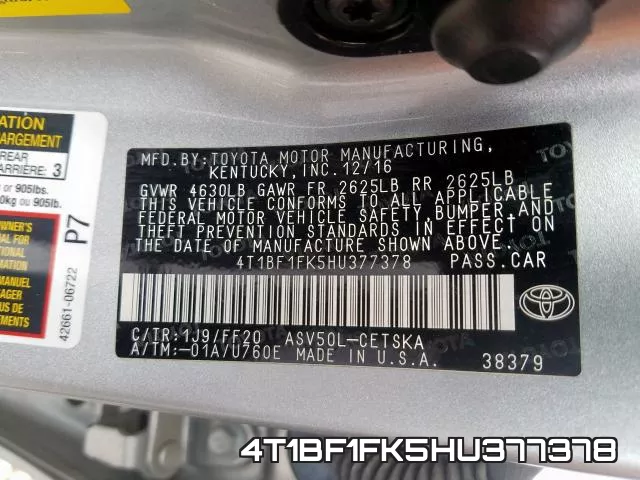 4T1BF1FK5HU377378 фото 2