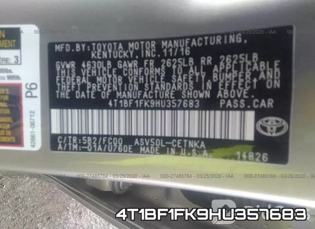 4T1BF1FK9HU357683 фото 10