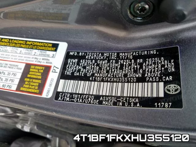 4T1BF1FKXHU355120 фото 2