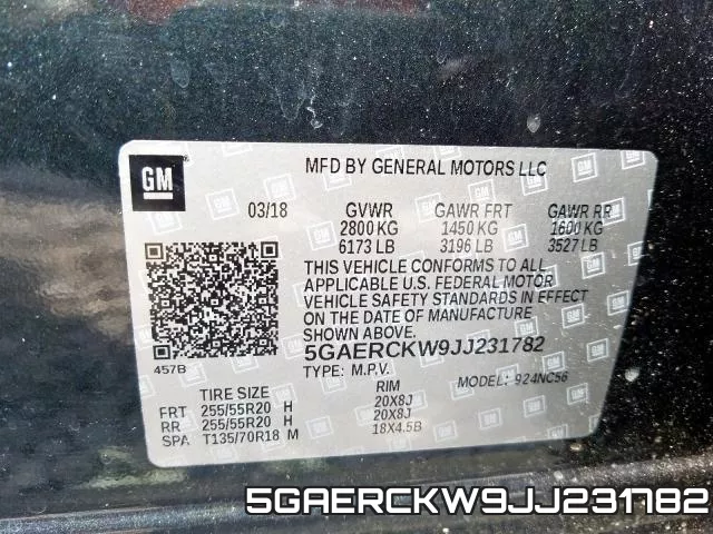 5GAERCKW9JJ231782 фото 2