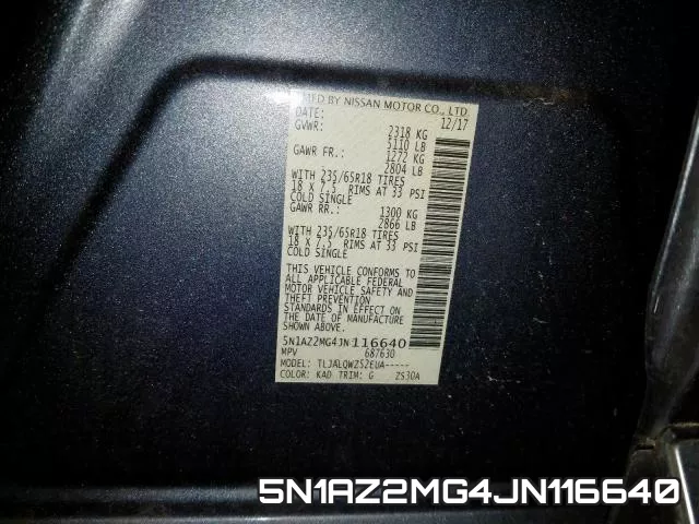 5N1AZ2MG4JN116640 фото 2