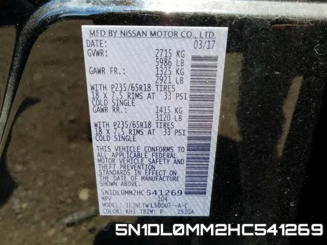 5N1DL0MM2HC541269 фото 2