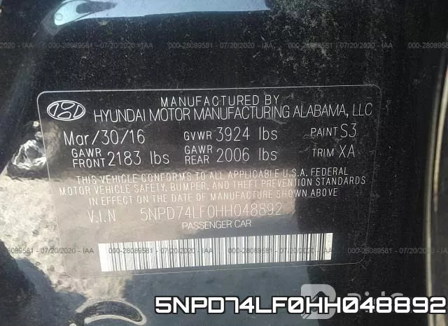 5NPD74LF0HH048892 фото 10