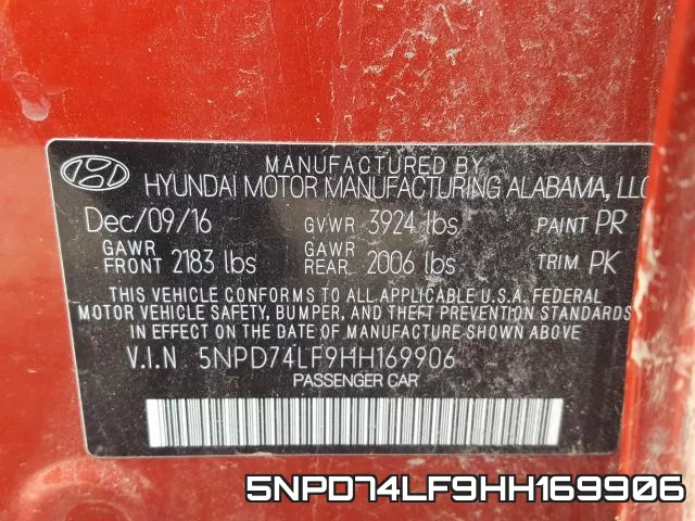 5NPD74LF9HH169906 фото 2