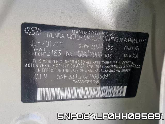 5NPD84LF0HH085891 фото 2
