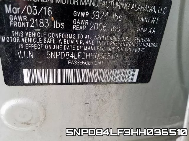 5NPD84LF3HH036510 фото 2